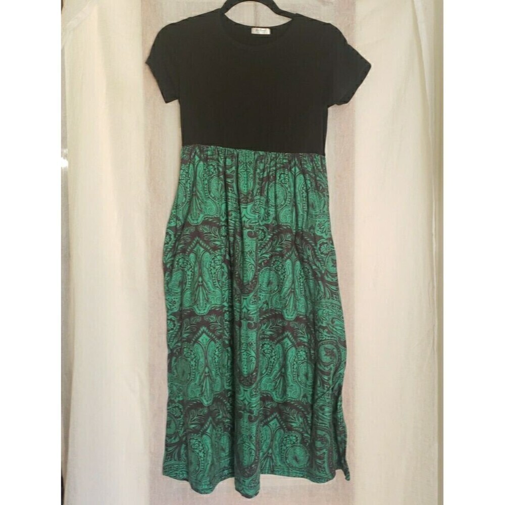 Girls Dress Holiday Party Black Green 40" Long